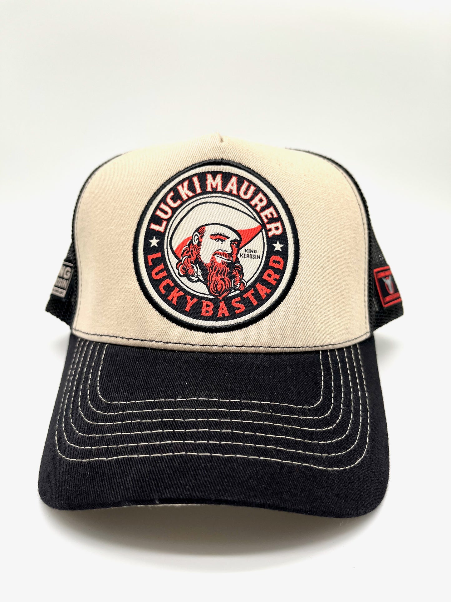Cap Lucki Maurer "Lucky Bastard" off white - 60% Baumwolle, 40% Polyester
