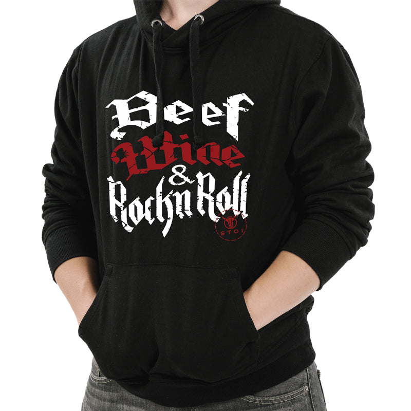 Hoodie – Beef Wine & Rock’n Roll 50% Baumwolle, 50% Polyester
