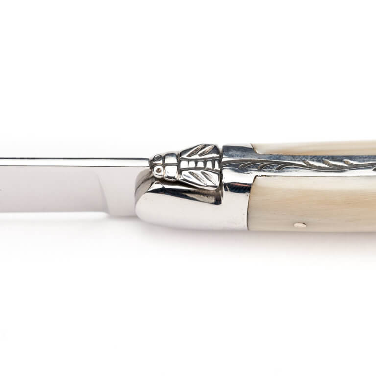 Tafelmesser, Hochglanz poliert mit Griff aus hellem Horn, 6er Set