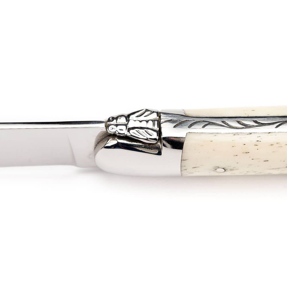 Tafelmesser, Hochglanz poliert mit Griff aus Knochen, 2er Set