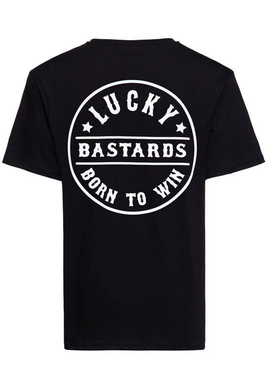 T-Shirt "Lucky Bastards-Born to Win" black 98% Baumwolle,2% Elasthan
