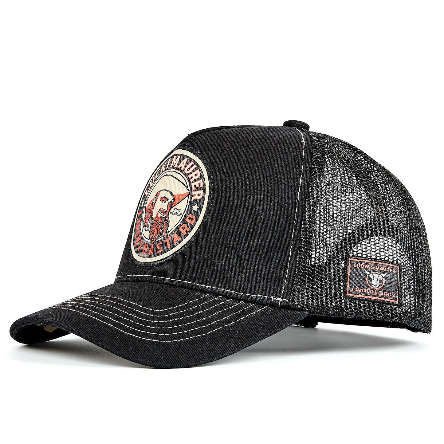 Cap Lucki Maurer "Lucky Bastard" schwarz -  60% Baumwolle, 40% Polyester