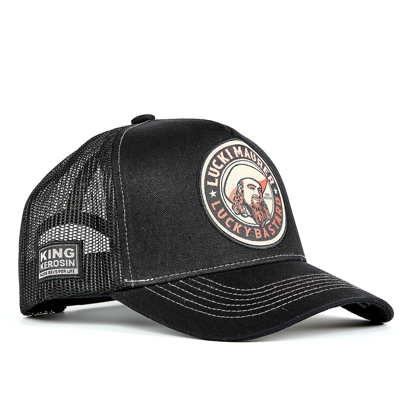 Cap Lucki Maurer "Lucky Bastard" schwarz -  60% Baumwolle, 40% Polyester